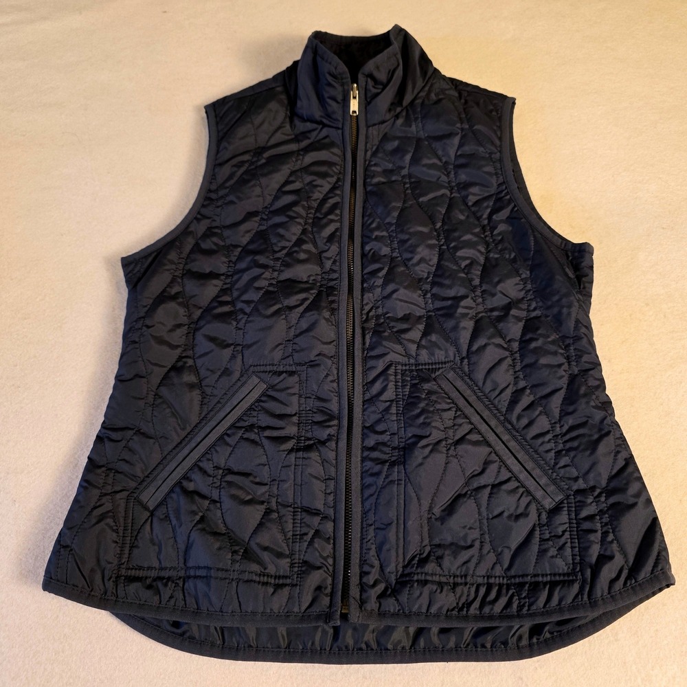 Old Navy Womens Quilted Puffer Vest Navy Blue Full Zip Sleeveless Jacket Small